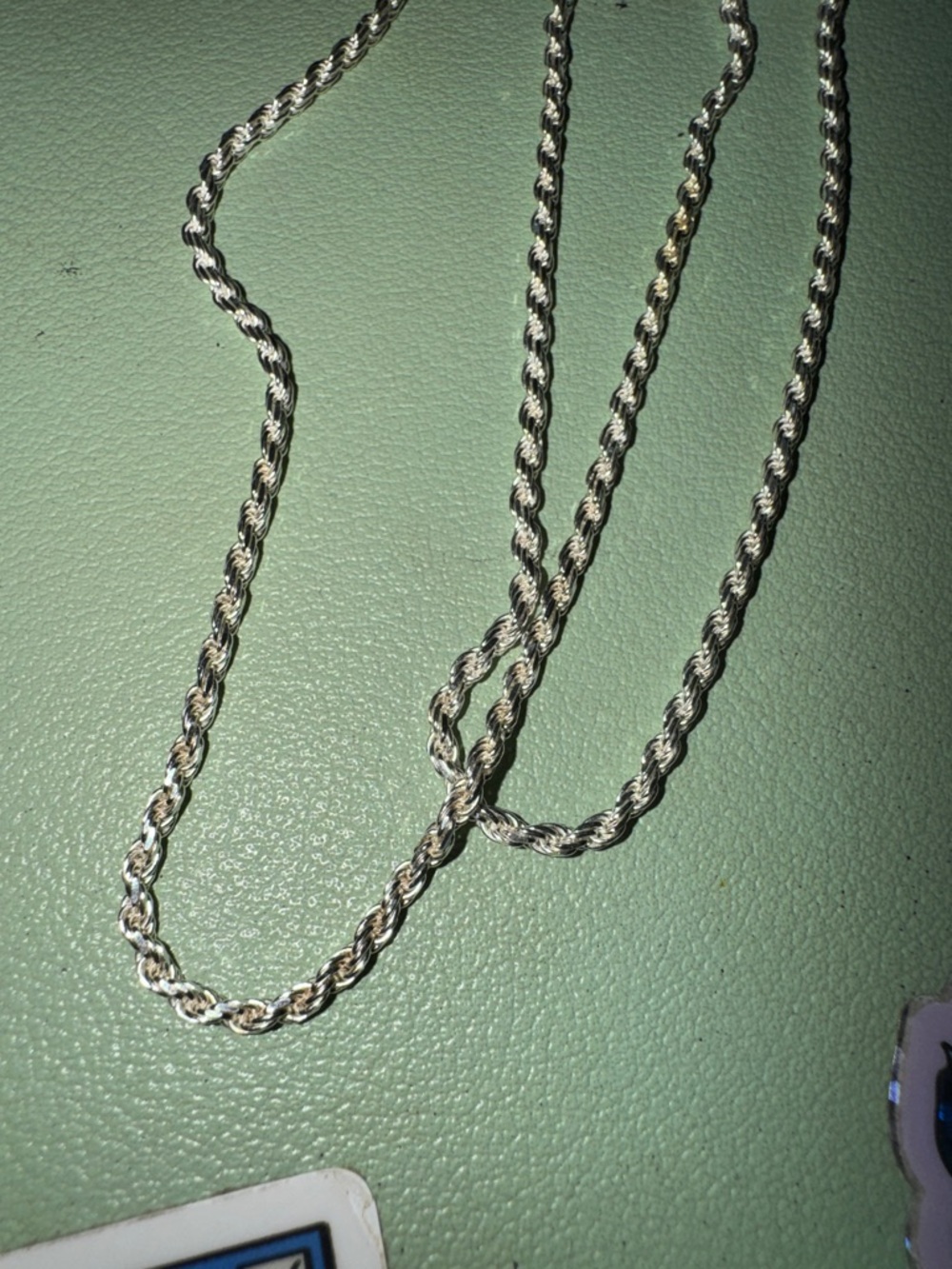 Silver Rope Chain Necklace - Shiny Twisted Link - Picture 2 of 2